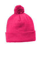 Load image into Gallery viewer, Sport-Tek Solid Pom Pom Beanie-AMS Manufacturing and Printing