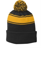 Load image into Gallery viewer, Sport-Tek Stripe Pom Pom Beanie-AMS Manufacturing and Printing
