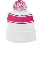 Load image into Gallery viewer, Sport-Tek Stripe Pom Pom Beanie-AMS Manufacturing and Printing
