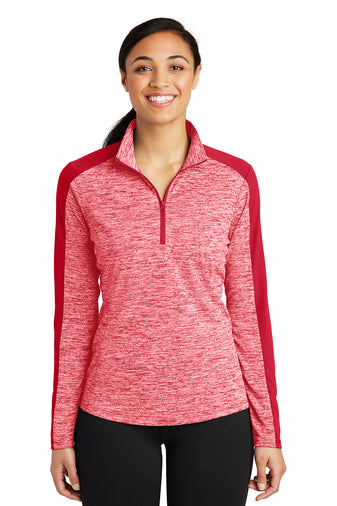 Sport-Tek Ladies PosiCharge Electric Heather Colorblock 1/4-Zip Pullover-AMS Manufacturing and Printing