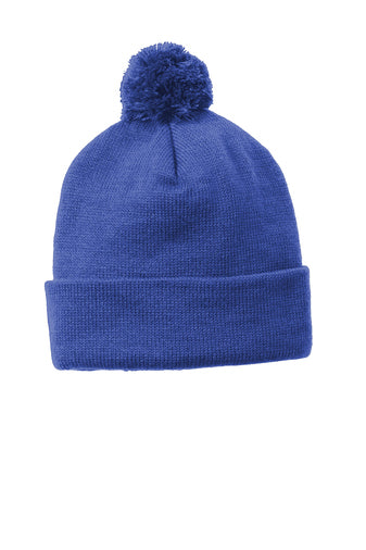 Sport-Tek Solid Pom Pom Beanie-AMS Manufacturing and Printing