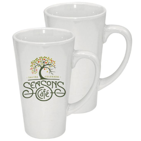 17oz Latte Style Ceramic White Pearl Coated Mug - AMS Manufacturing and Printing