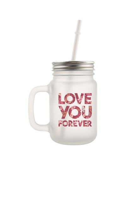 Frosted Glass Mason Jar with Handle, Lid and Straw - AMS Manufacturing and Printing