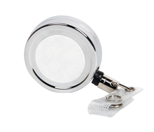 Load image into Gallery viewer, Silver Metal Badge Reel With Insert - AMS Manufacturing and Printing
